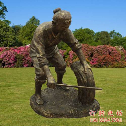 農(nóng)活勞動(dòng)銅雕廠家  婦女勞動(dòng)銅像 農(nóng)活人物銅雕制作
