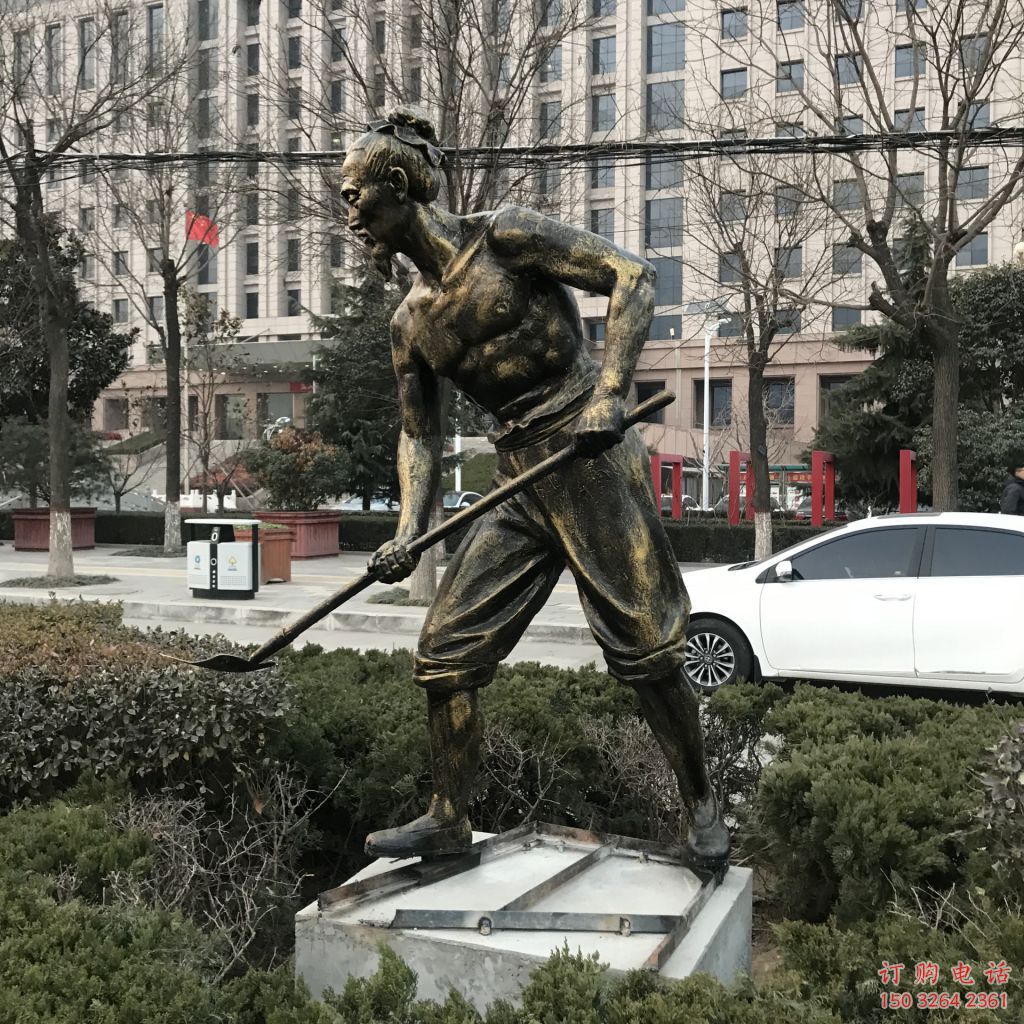 老頭勞動銅雕廠家 仿古人物銅雕 農(nóng)活老頭銅像
