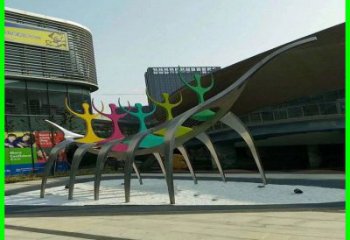 抽象扭秧歌銅雕廠家 彩繪人物銅雕 運(yùn)動(dòng)員舞者銅像