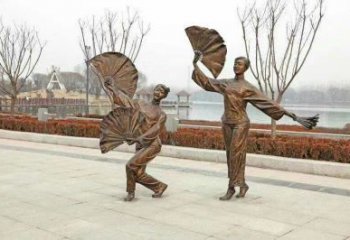 民俗扭秧歌銅雕廠家 仿古人物銅雕 公園舞者扭秧歌銅像