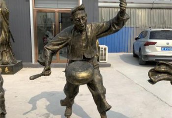 樂(lè)隊(duì)男子銅雕廠家 扭秧歌音樂(lè)人銅像 廣場(chǎng)人物銅雕