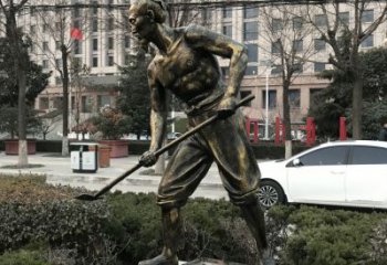老頭勞動銅雕廠家 仿古人物銅雕 農(nóng)活老頭銅像