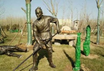 農(nóng)夫除草農(nóng)活銅雕廠家 仿古豐收人物銅雕