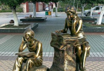 民俗讀書人物銅雕廠家 現(xiàn)代人看書銅雕制作