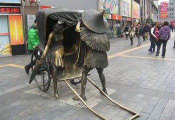 仿古人物拉黃包車銅像廠家