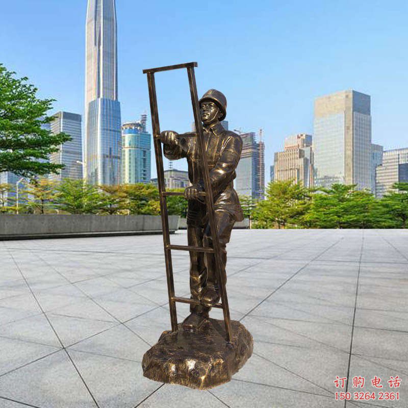 街頭消防隊人物銅雕廠家