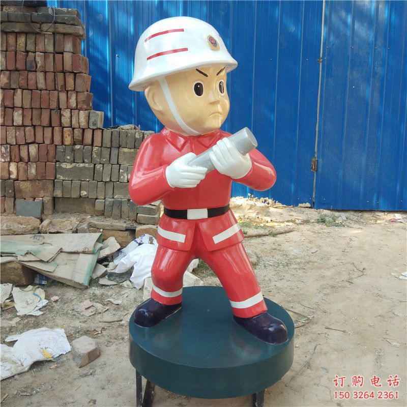 彩繪消防隊(duì)軍人銅雕制作廠家