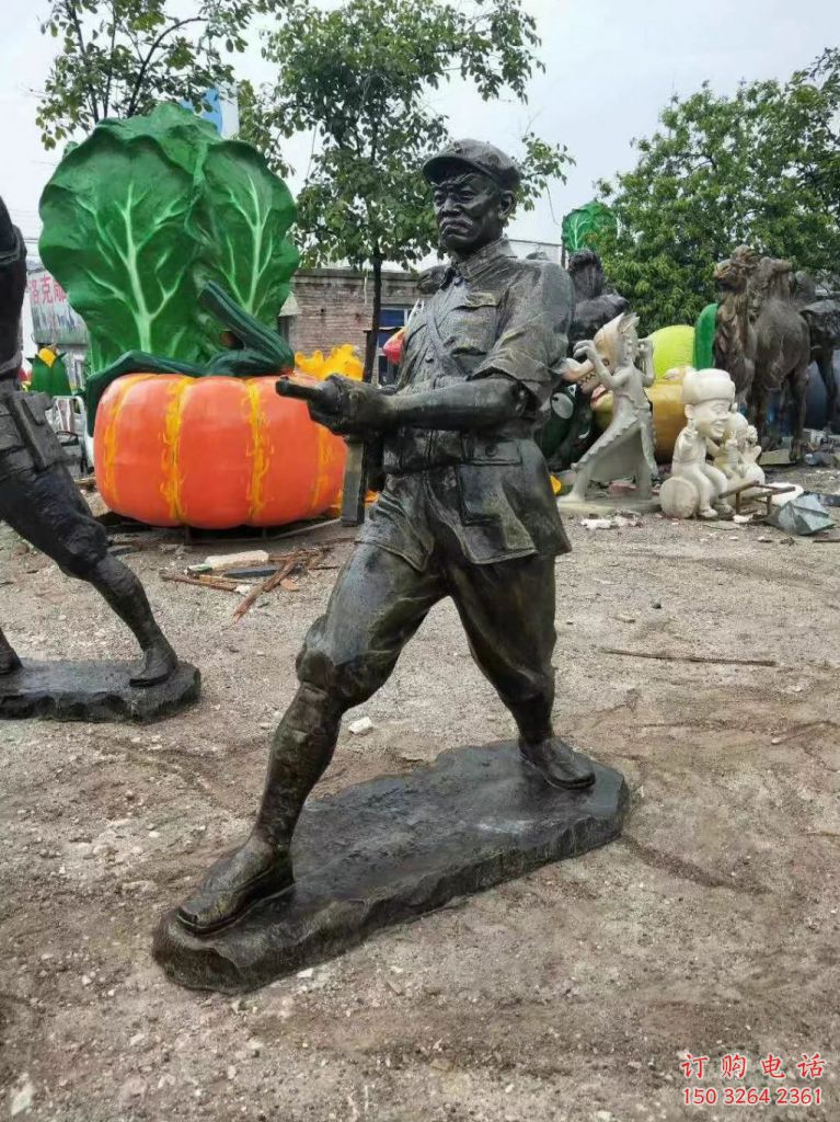 八路軍士兵人物銅雕廠家 軍人警察銅像制作