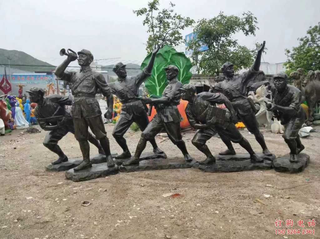 歷史工農(nóng)兵銅雕廠家 八路軍士兵銅像價(jià)格
