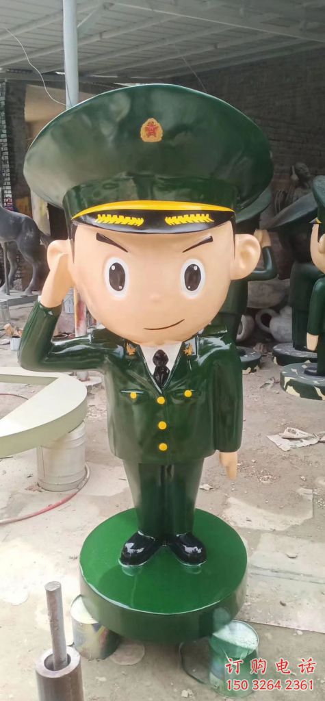 兒童警察銅雕廠家 彩繪人物銅像制作
