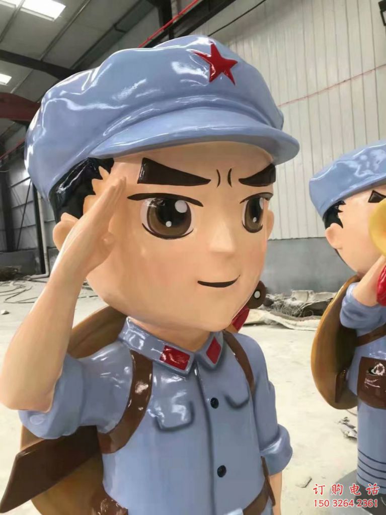 少兒八路軍銅雕廠家 彩繪人物銅雕