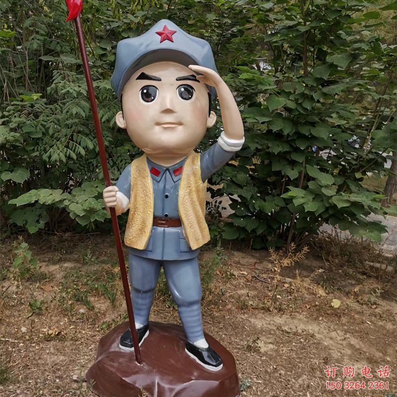 八路軍男孩銅雕廠家 彩繪人物肖像 八路軍人物肖像制作