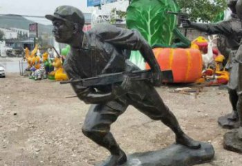 工農(nóng)兵士兵銅雕廠家 八路軍軍人銅像價格