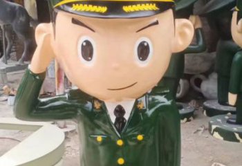 兒童警察銅雕廠家 彩繪人物銅像制作