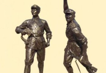 仿古工農(nóng)兵人物銅雕廠家 街頭八路軍軍人銅像