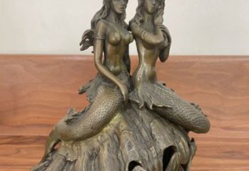 仿古美人魚(yú)銅雕廠家 現(xiàn)代人卡通銅雕制作
