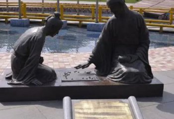 園林人物下棋對(duì)弈銅雕 仿古人物銅像生產(chǎn)制作