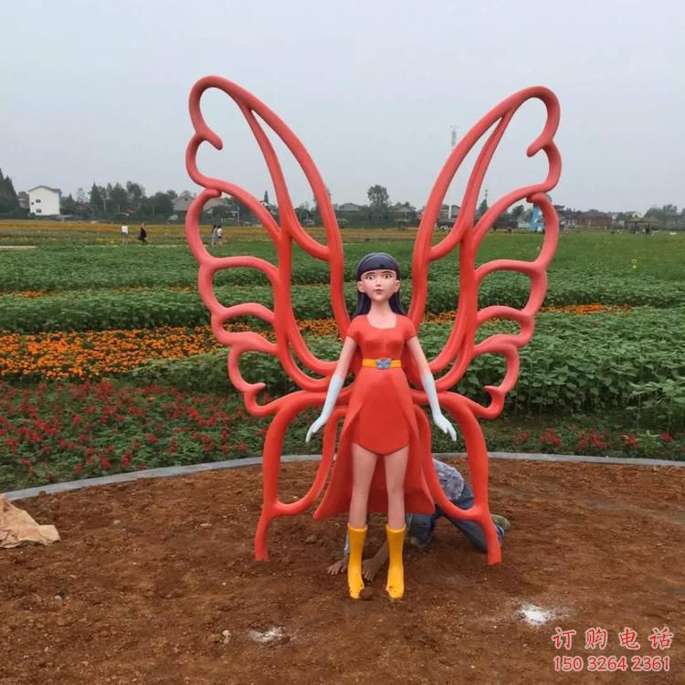 少女花仙子銅雕廠家 彩繪動(dòng)漫卡通人物銅像