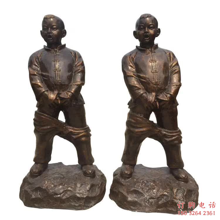 撒尿人物銅像廠家 仿古人物銅雕生產(chǎn)制作