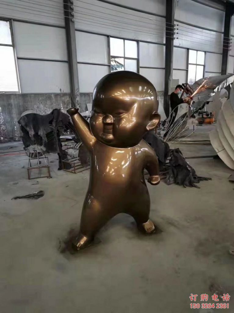 小孩銅像廠家 嬰兒人物銅雕生產(chǎn)制作