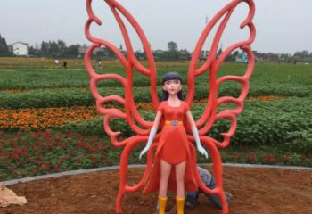 少女花仙子銅雕廠家 彩繪動(dòng)漫卡通人物銅像