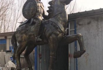 騎馬勇士銅像廠家 黃銅騎馬人銅像制作