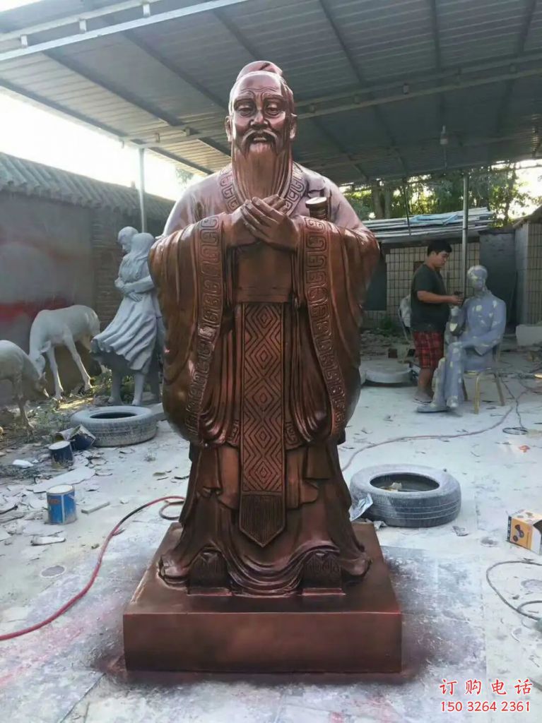 仿古孔夫子銅雕廠家 仿古孔子銅雕價格