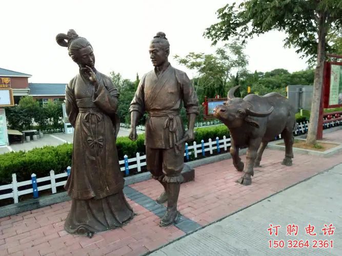 牛郎織女銅雕廠家 民間故事銅雕 廣場(chǎng)人物銅雕制作