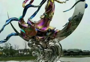嫦娥奔月彩繪人物銅雕廠家