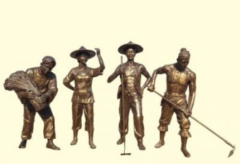 廣場(chǎng)仿古五谷豐登人物銅雕廠家
