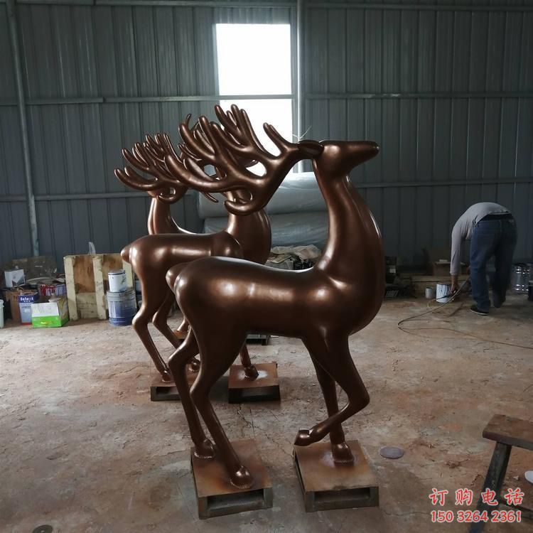 公園鹿銅雕廠家 街頭動物銅雕