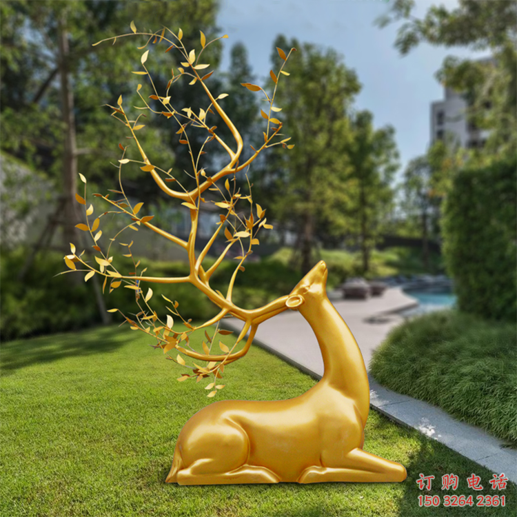 別墅梅花鹿銅雕 公園動(dòng)物銅雕
