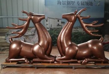 紫銅鹿銅雕廠家 仿古動(dòng)物銅雕