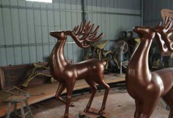 街頭鹿銅雕廠家 城市動(dòng)物銅雕
