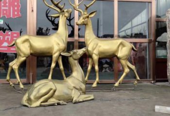 抽象小鹿銅雕廠家 辦公室動物銅雕
