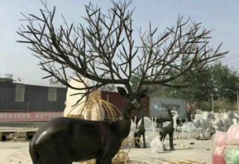 廣場梅花鹿銅雕 青銅動物銅雕