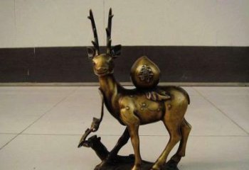 辦公室馴鹿銅雕廠家 黃銅動物銅雕