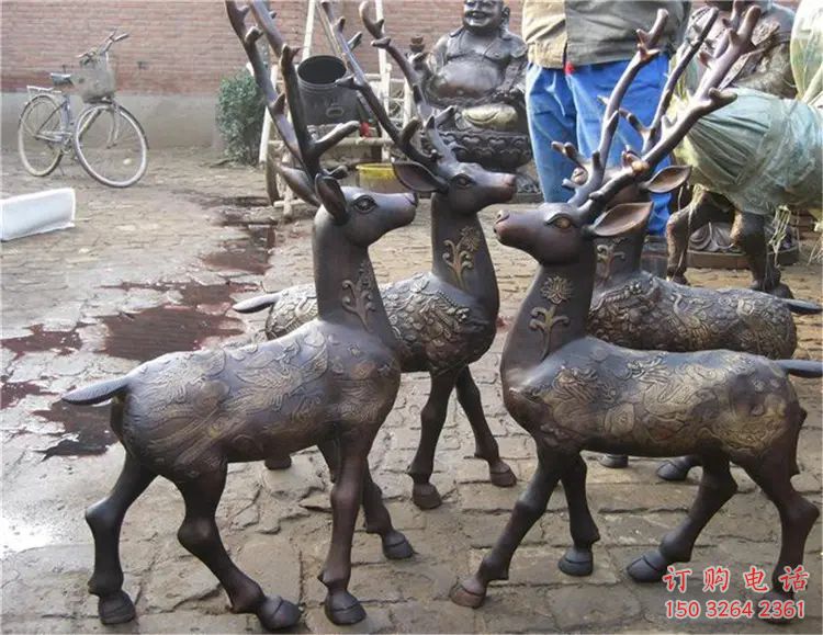 公園鹿群銅雕廠家 街頭動物銅雕