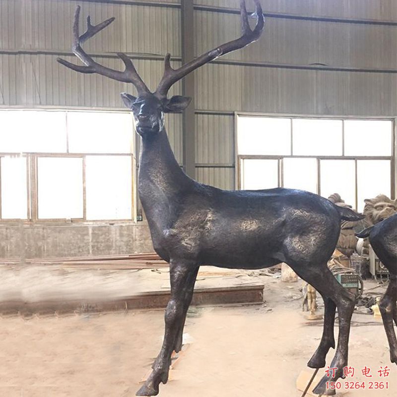 別墅公鹿銅雕廠家 公園動(dòng)物銅雕