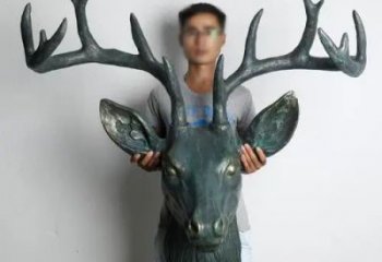 青銅鹿頭銅雕廠家 公園動(dòng)物銅雕
