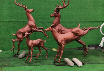 黃銅鹿群銅雕廠家 仿古動(dòng)物銅雕