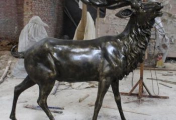 彩繪公鹿銅雕廠家 仿古動(dòng)物銅雕