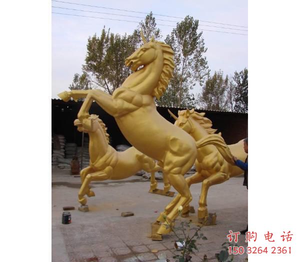 仿古戰(zhàn)馬銅雕廠家 彩繪動(dòng)物銅雕