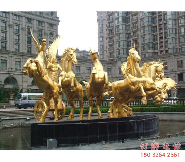 城市萬(wàn)馬奔騰銅雕廠家 黃銅動(dòng)物銅雕