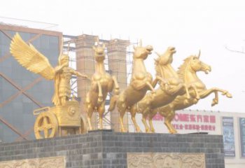 街頭萬馬奔騰銅雕廠家 城市動物銅雕