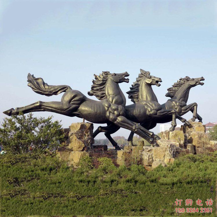 仿古馬群銅雕廠家 彩繪動(dòng)物銅雕