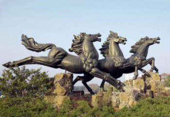 仿古馬群銅雕廠家 彩繪動(dòng)物銅雕
