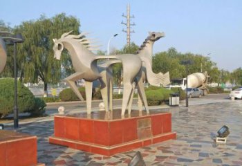 公園馬群銅雕廠家 街頭動(dòng)物銅雕