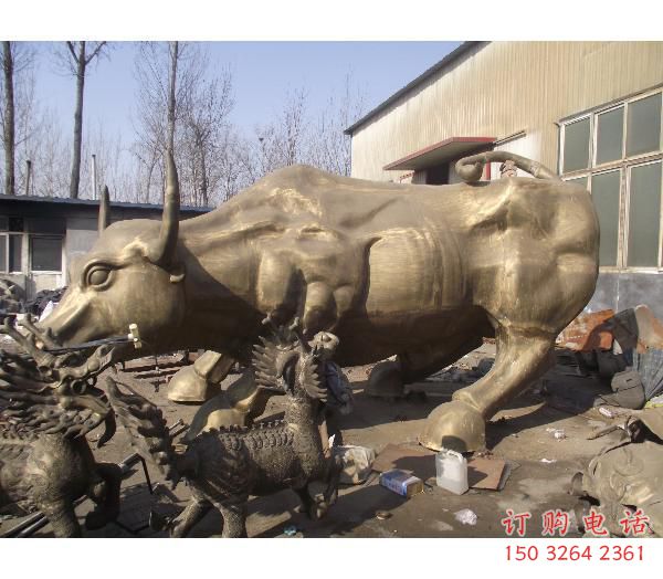 抽象水牛銅雕廠家 辦公室動(dòng)物銅雕