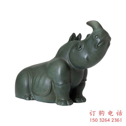 城市犀牛銅雕廠家 黃銅動物銅雕